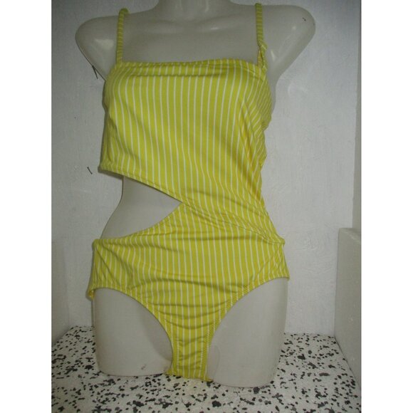 Solid & Striped The Cameron Swimsuit Yellow/White Striped XS NWOT - Picture 1 of 2